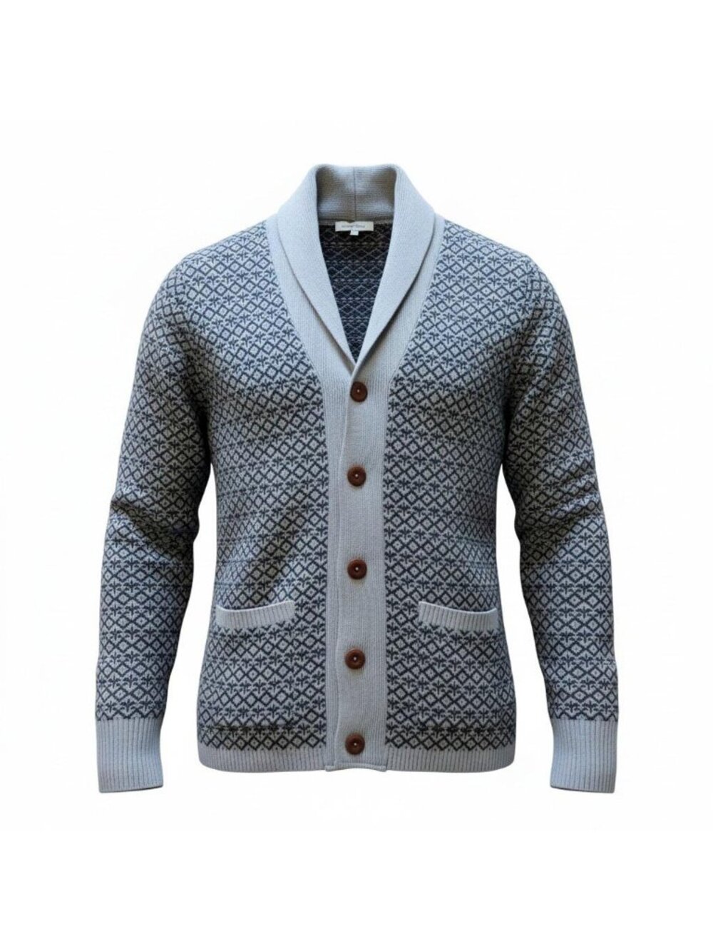 Walker Slater Rousay Lambswool Cardigan Sweater Grey Classic Shawl Men's Large